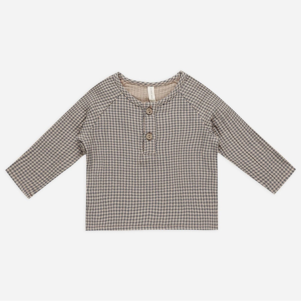 NWOT Quincy Mae Indigo Gingham Shirt